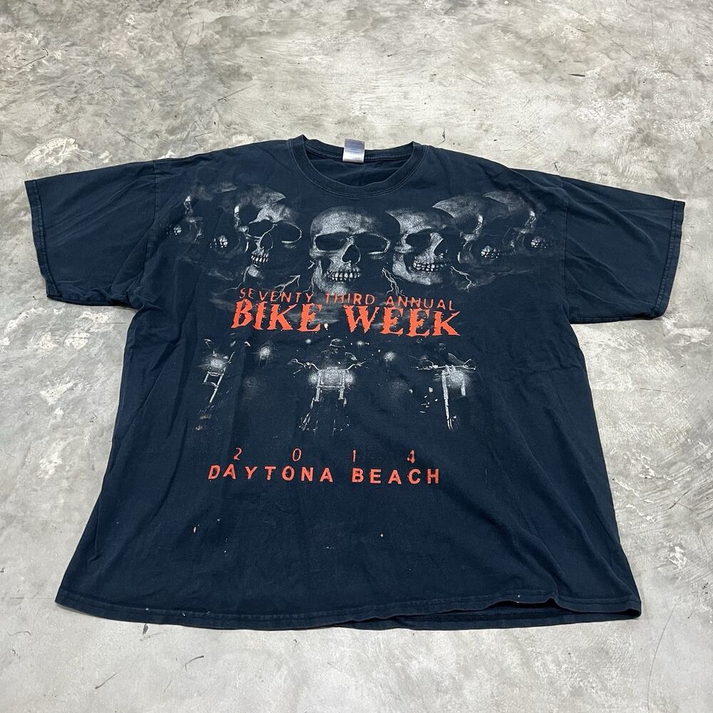 Biketoberfest Daytona Beach 2014 Black 2XL T-Shirt Skulls Motorcycles AOP